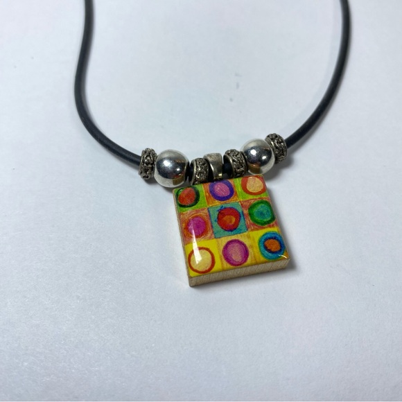 Life Tiles by Blue Infinity Circles Art Silicone Necklace - Picture 1 of 5